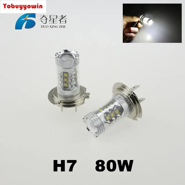 

Big Promotion!!! H7 PX26d 477 80W High Power Car Auto Cree chip LED 6000-6500K Pure White carlights Fog Lights DRL Bulb 12V-24V