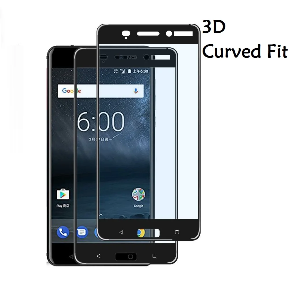 3D Edge изогнутое полное покрытие закаленное стекло для Nokia 6 3 Защитное Nokia8 5