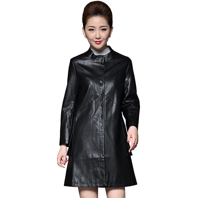 

Plus size 5xl women Faux Leather coats 2017 winter Jacket Women Jackets leather Coat women's fashion long slim outerwear QH0687