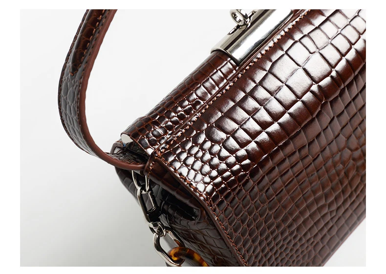 WITFOX sac femme новинка Женская сумка на плечо с клапаном специальный акриловый ремешок Аллигатор узор сумки для женщин натуральная кожа
