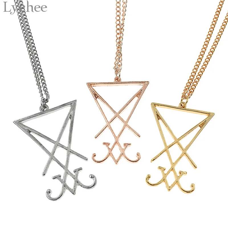 Lychee Мода сплав sigil of Lucifer ожерелье с подвеской сатана унисекс звено цепи Цепочки и ожерелья Модные украшения для Для мужчин Для женщин