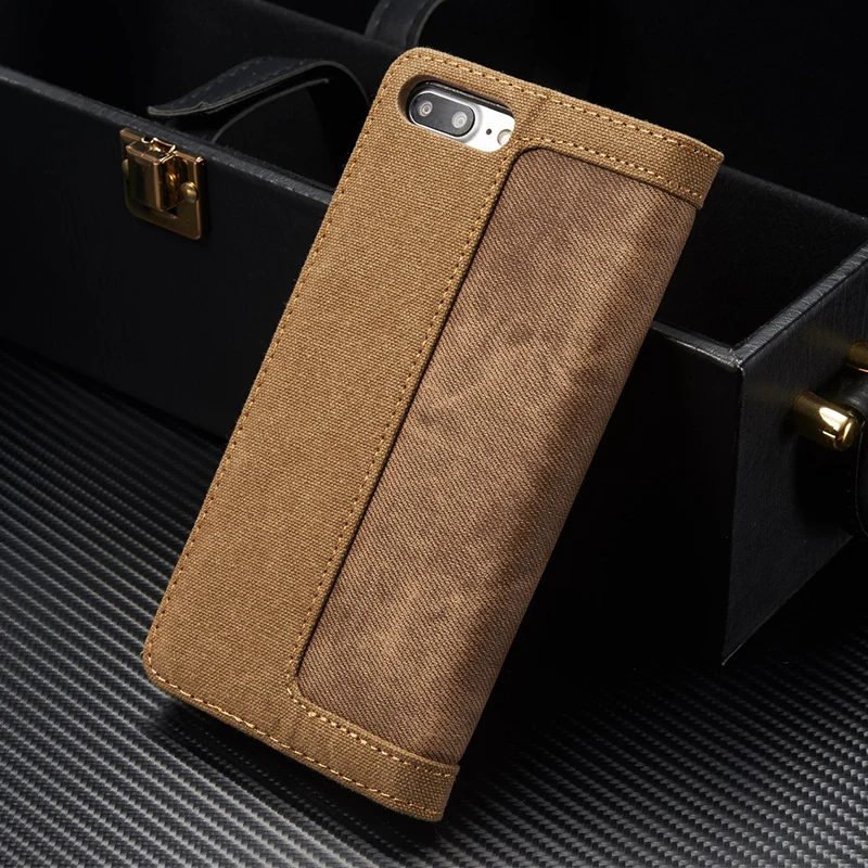 Кожаный чехол из холщовой ткани для iPhone 7, 8, 6, 6s Plus, 5S, SE, магнитный откидной Чехол-бумажник для samsung Galaxy S9, S8/Plus, S7, S6 Edge, чехол