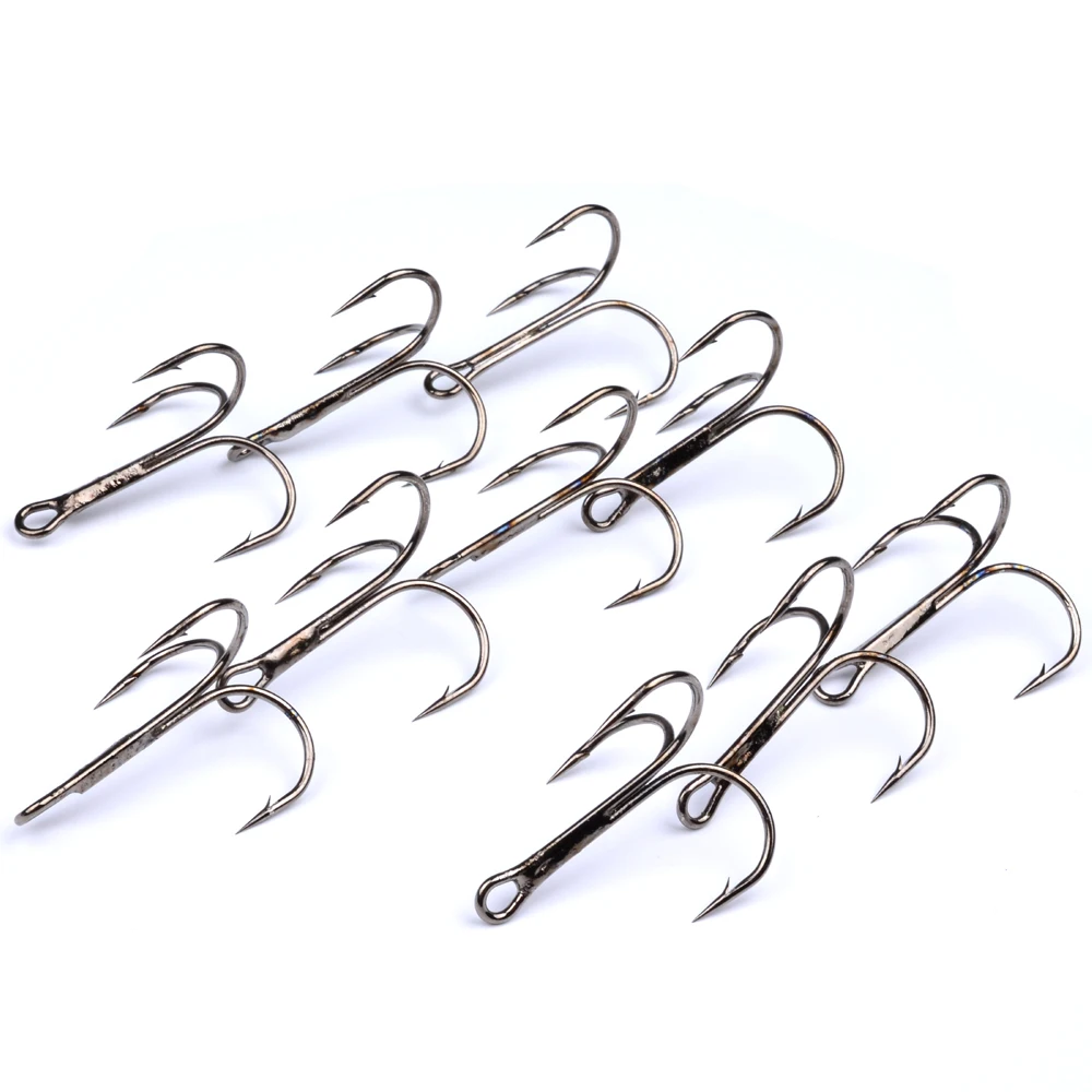 10pc/Box Fishing Hook Black Color 1/0#2/0#3/0# FishHook High Carbon Steel Treble Hooks Tackle | Спорт и развлечения