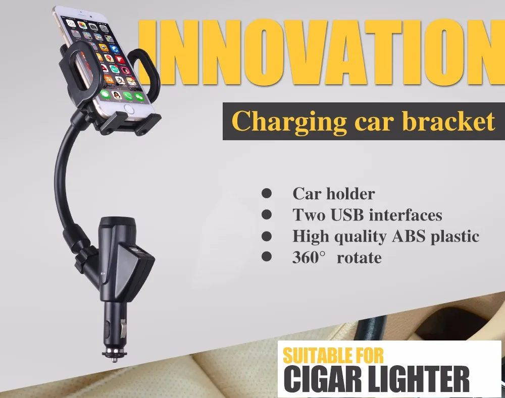 Cobao Универсальный двойной USB Автомобильное зарядное устройство Держатель для мобильного телефона кронштейн подставки для iPhone 5 6 Plus Galaxy Note 2 3 S4 S5 gps