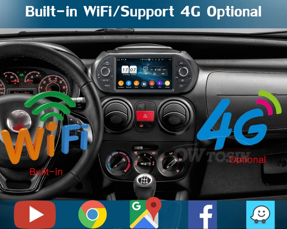 " ips 8 Core 4G ram 64G rom Android 9,0 автомобильный dvd-радио GPS для Fiat Fiorino Qubo Citroen Nemo peugeot Bipper 2008- DSP CarPlay