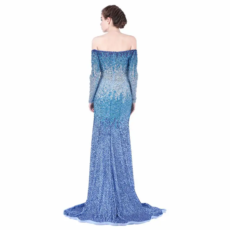 Женское вечернее платье Русалка с вырезом лодочкой и длинным рукавом|evening dresses