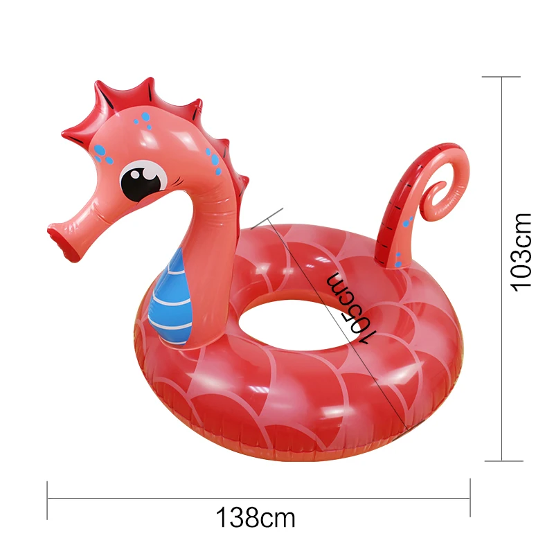 138 см гигантское надувное кольцо для плавания с красной морской лошадкой новинка