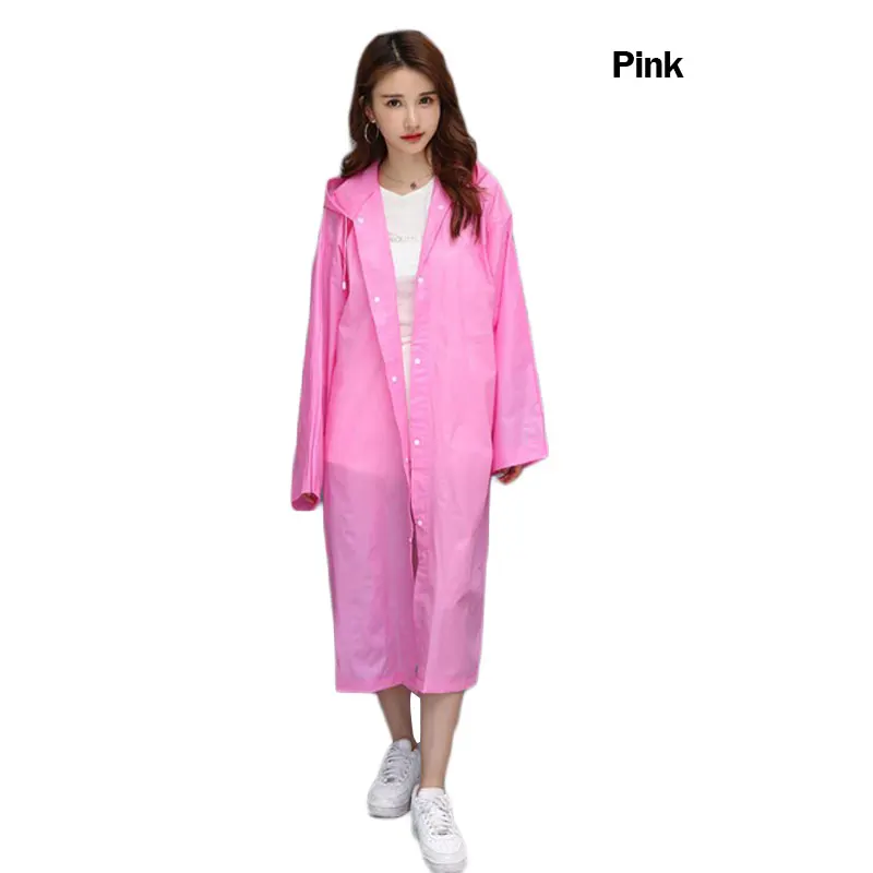 Fashion EVA Women Raincoat Thickened Waterproof Rain Coat Women Clear Transparent Camping Waterproof Rainwear Suit With Hat Hot
