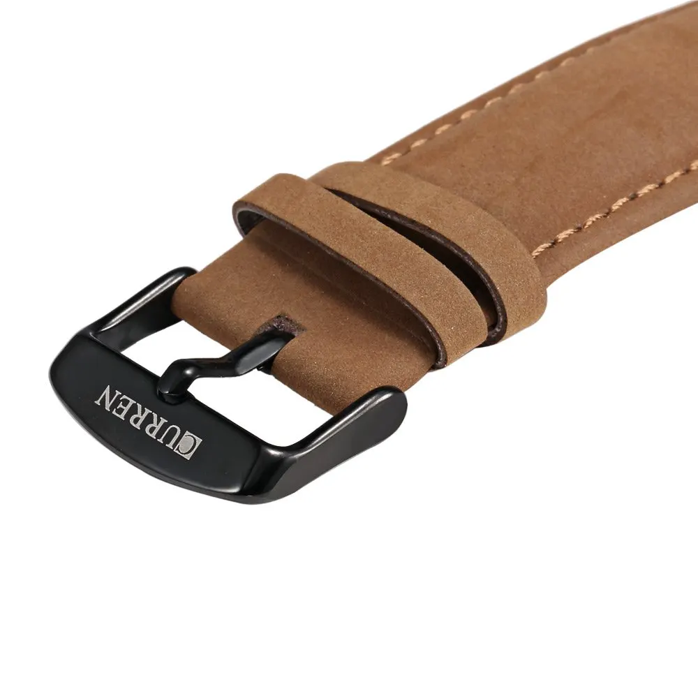 Мужские спортивные часы Curren роскошные повседневные кварцевые с кожаным ремешком