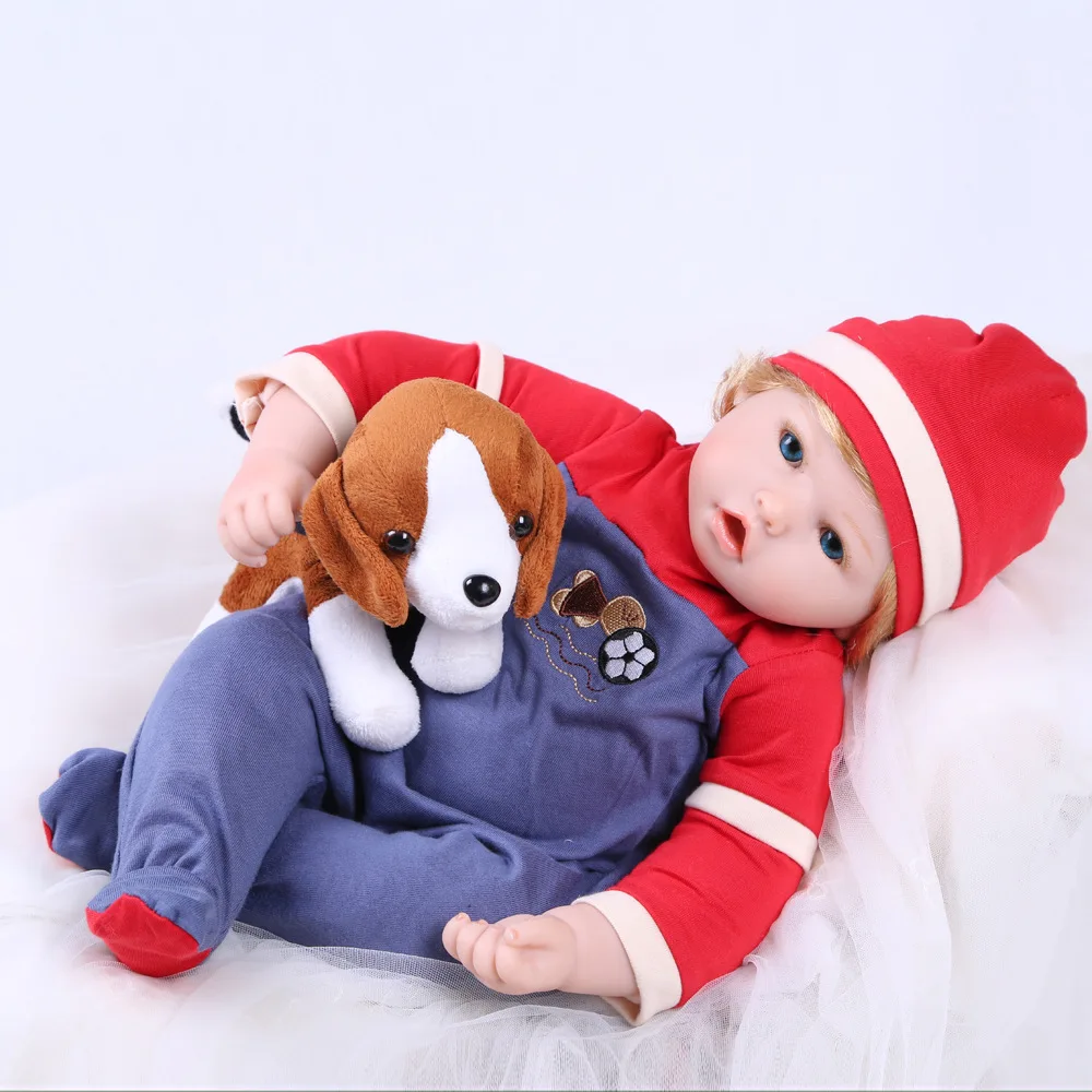 

50cm Silicone Reborn Baby Dolls Cute with blond hair blue eyes boy dolls New lovely Baby Doll Toys for children Christmas gifts