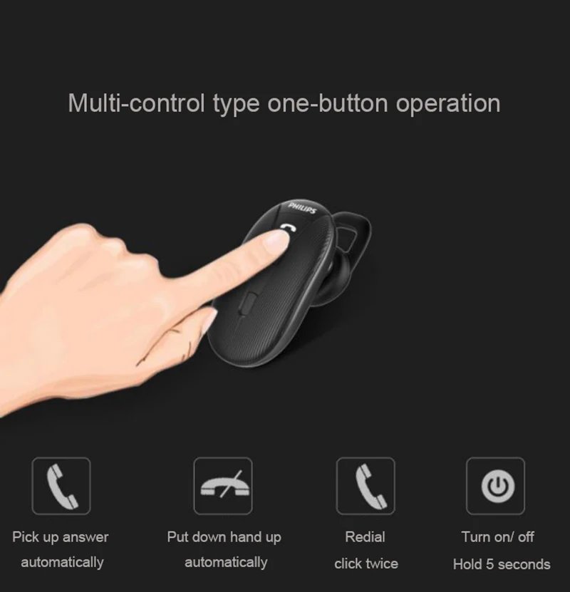 Philips SHB1801P наушники Беспроводной с Bluetooth 4,1 Гарнитура литий-полимерный объем Управление для Iphone X Galaxy Note 8 S9