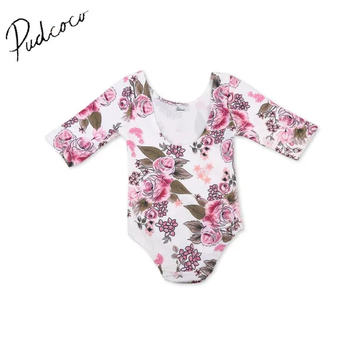 Pudcoco 0-4T Kids Baby Girls Toddler Long Sleeve Romper Jumpsuit Clothes Floral O-Neck Pullover Outfits Top |