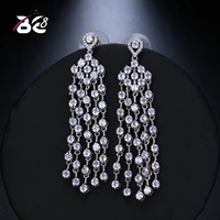 be 8 2018 summer style aaa cubic zirconia long tassel earrings for women big fashion statement dangle earring e495