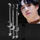 KPOP DNA Корейские панк Луна Звезда 1 пара серебряного цвета кисточки JIMIN серьги-гвоздики подвеска капля