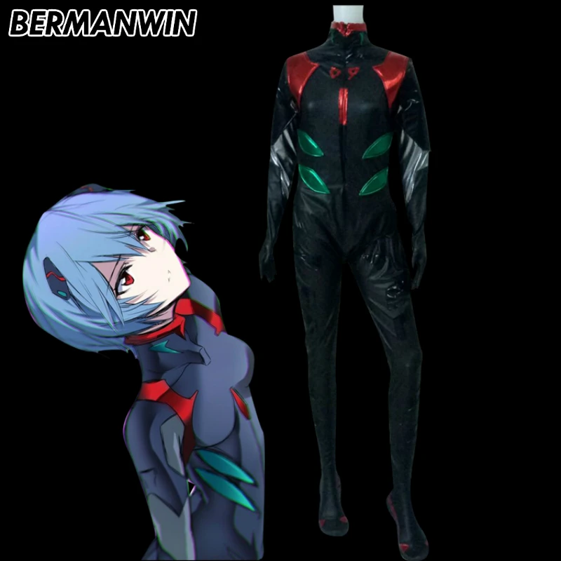BERMANWIN высокое качество эва Ray Евангелион Ayanami Рей костюм черный и красный