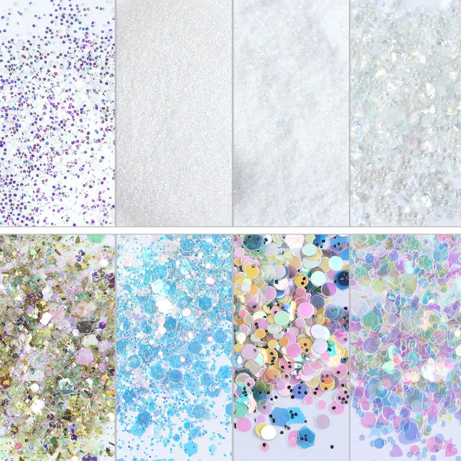 8 шт Красочные Блестки для ногтей порошок голографическая светящаяся пыль хром