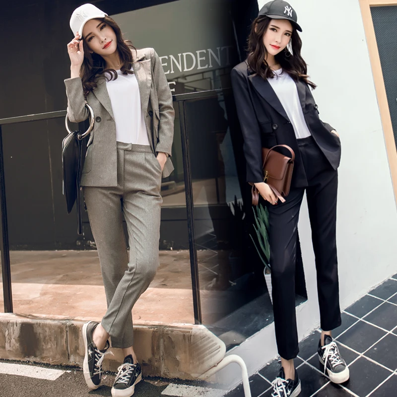 New Formal Suits for Women Casual Office Business Suitspants  Work Wear Sets Uniform Styles Elegant Pant Suits black Set