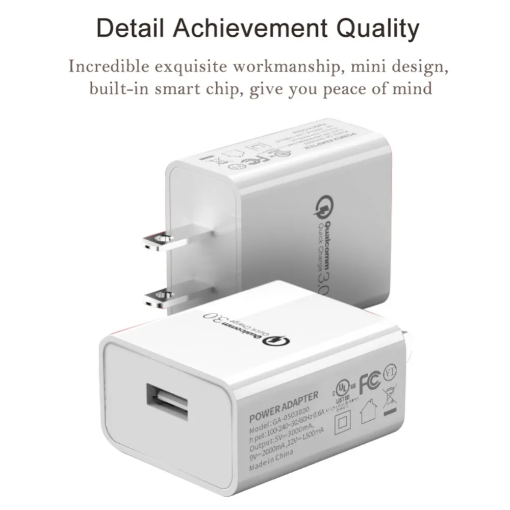 5 в 3A USB настенное зарядное устройство один порт QC3.0 быстрая зарядная станция Cube домашний дорожный разъем заменитель адаптера питания для телефона