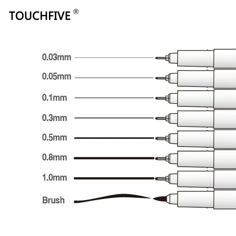 8 PCS TOUCHFIVE Высокое качество маркер Marvy эскиз Лайнер Кисть ручка для рисования ручка дизайн водонепроницаемая ручка для рисования манги прочные товары для рукоделия - Цвет: 8 PCS