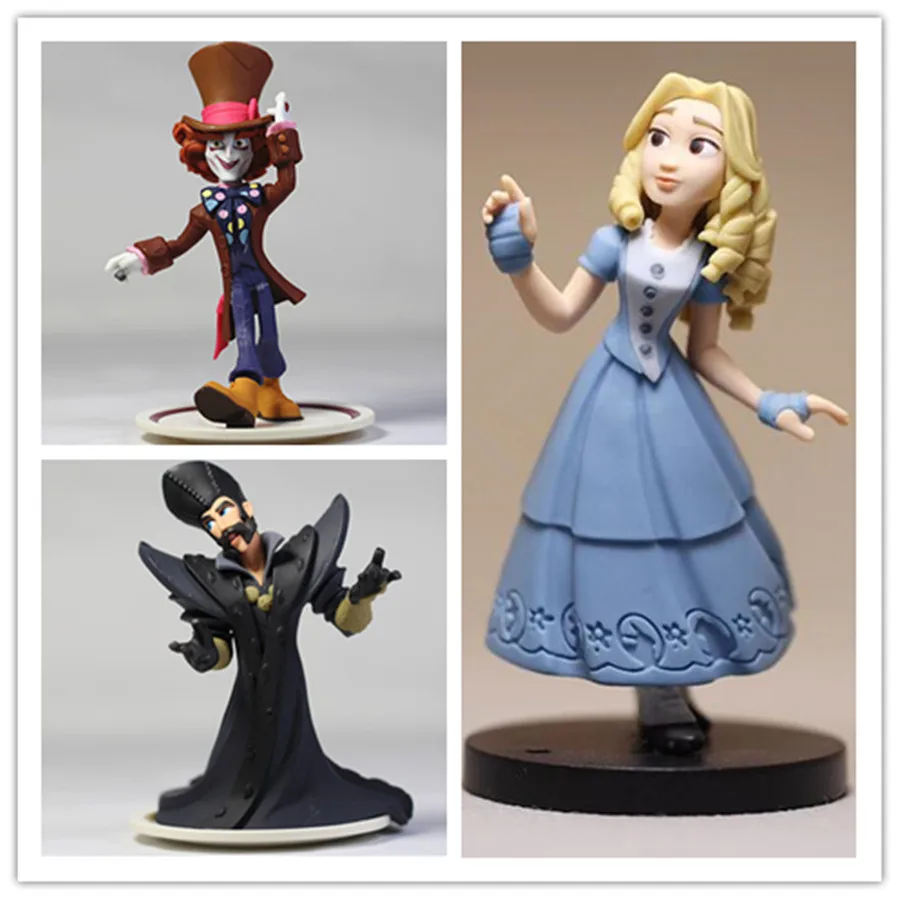 3 шт./партия 9 см Алиса в стране чудес Фигурки игрушки и Mad Hatter коллекция времени