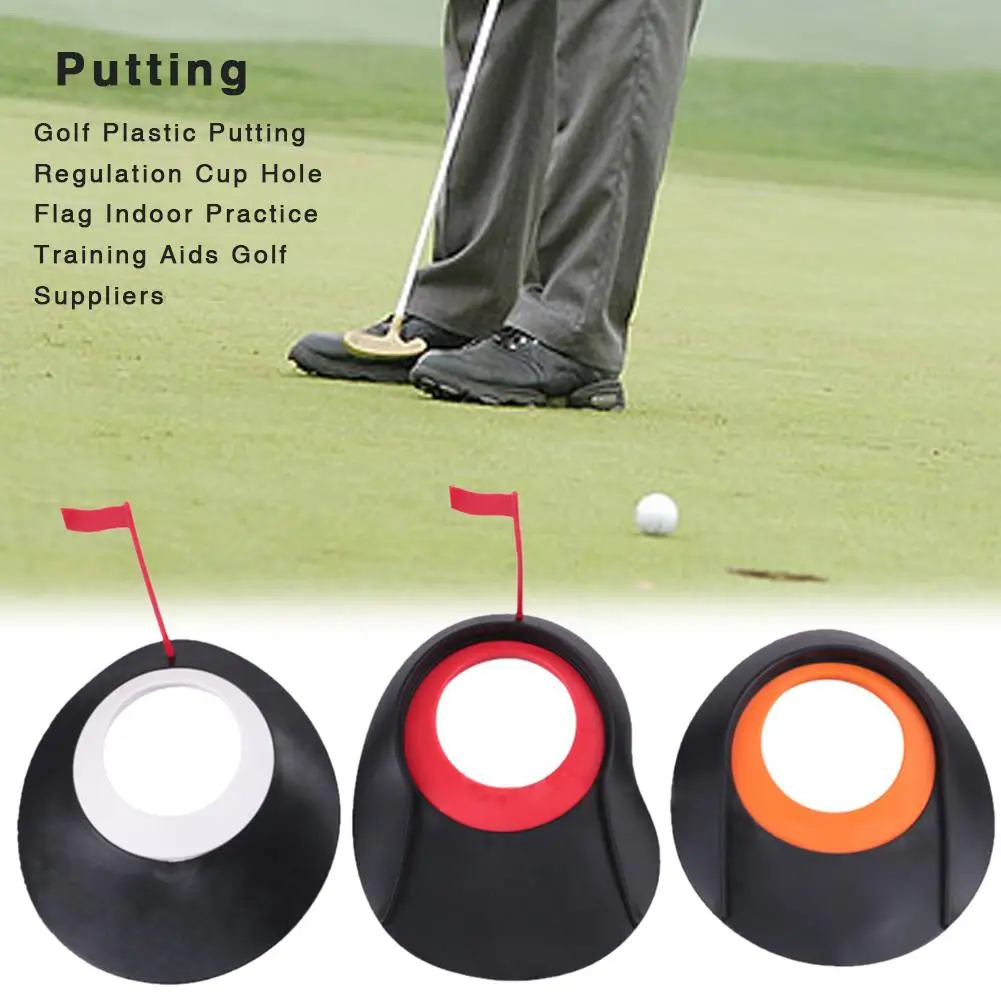 

1Pc Golf Putting Plastic Regulation Cup Hole Flag Indoor Practice Training Aids Indoor Home Backyard Training Practice Accessory