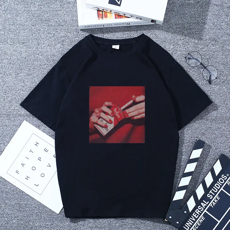 Женская футболка с принтом DAYIFUN свободная круглым вырезом в стиле хип-хоп