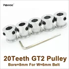 Приводной шкив ГРМ POWGE, 5 шт., 20 зубьев, 2 ГТ, отверстие = 8 мм, подходящая Ширина = 6 мм, 2 ГТ, запчасти для 3D-принтера, 20 т, 20 зубьев, шкив GT2