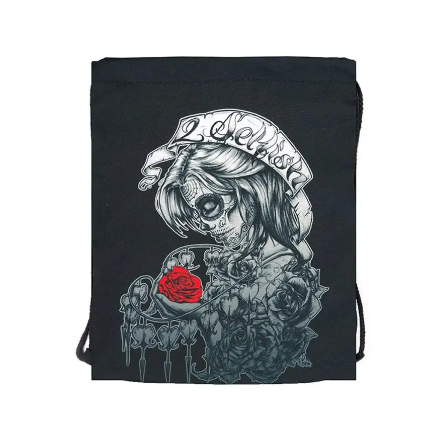 Naivety Drawstring сумка 3D печать череп цветочные девушки рюкзак карманные сумки для