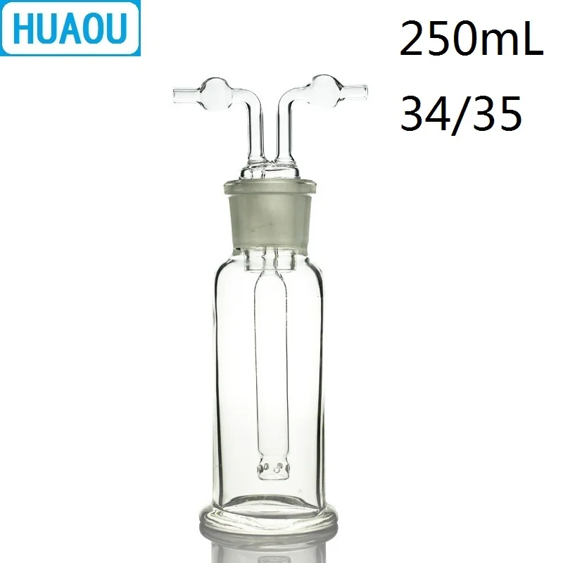 HUAOU 250mL Gas Washing Bottle Muencks Ground Mouth 34/35 Clear Glass Laboratory Chemistry Equipment