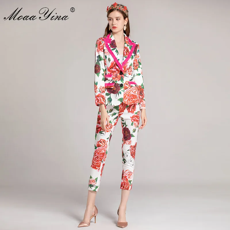 MoaaYina модный дизайнерский подиумный комплект осенняя женская рубашка с длинным