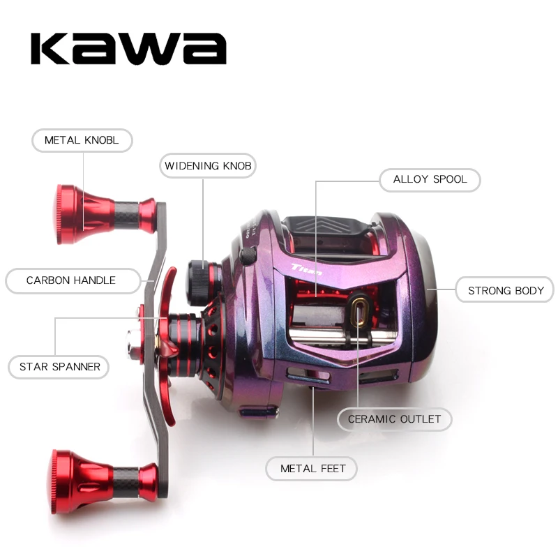 KAWA Fishing Reel Bait cast Reel, Gear Ratio 7.1:1 Bait casting Magnetic Brake Bearing 11+1 290g Max Drag 11KG sea fishing reel