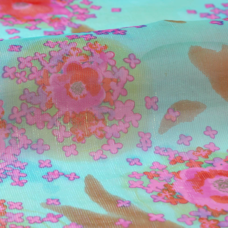 Ультратонкий Шелковый шифоновый шарф ткань Летняя шелковая жаккардовая с