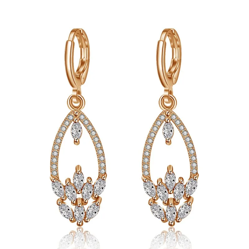 2019 модные изысканные цветные круглые серьги каменные листья кубический циркон