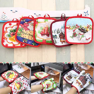 Рукавицы для духовки теплостойкий коврик Рождественский кухонный декор товары