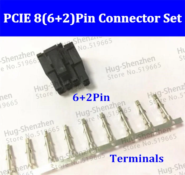

Free shipping 1000sets 6+2Pin Female PCI-Express PCIe Connector with 8000PCS Terminal pins Plug - Black