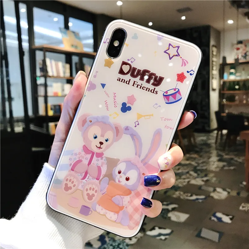 В виде медвежонка и кролика для iPhone6s 7 8 закаленное Стекло чехол iPhone X Xs XR Max