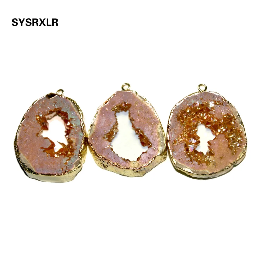 Оптовая продажа высокое качество натуральный жеод кулон уникальная форма