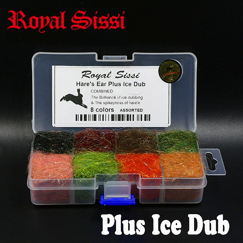 Royal Sissi hare's ear dubbing Plus ice dub 8colors Dispenser Czech scud dub fly fishing tying materials spiky laser rabbit hair