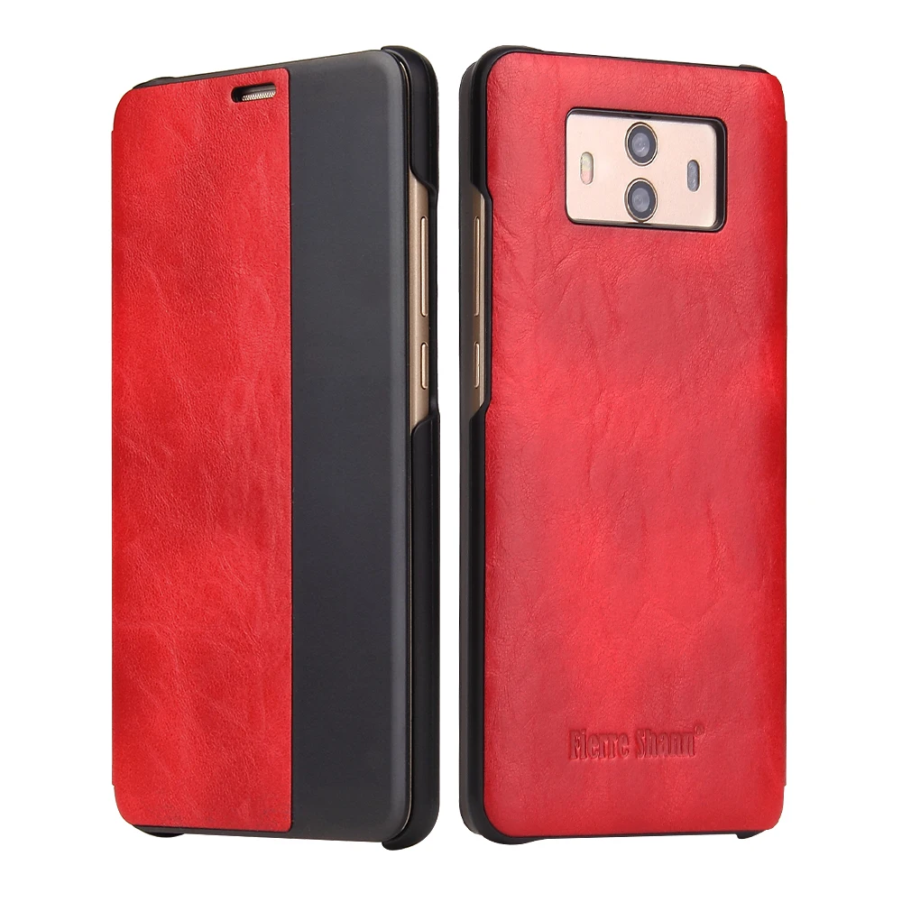 Fierre Shann брендовые панель для Huawei Mate 10 Sir PU Кожаные чехлы телефонов Smart-View Book style Folio
