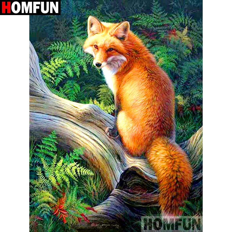 Алмазная живопись HOMFUN A01835 полноразмерная/круглая вышивка Лиса для творчества