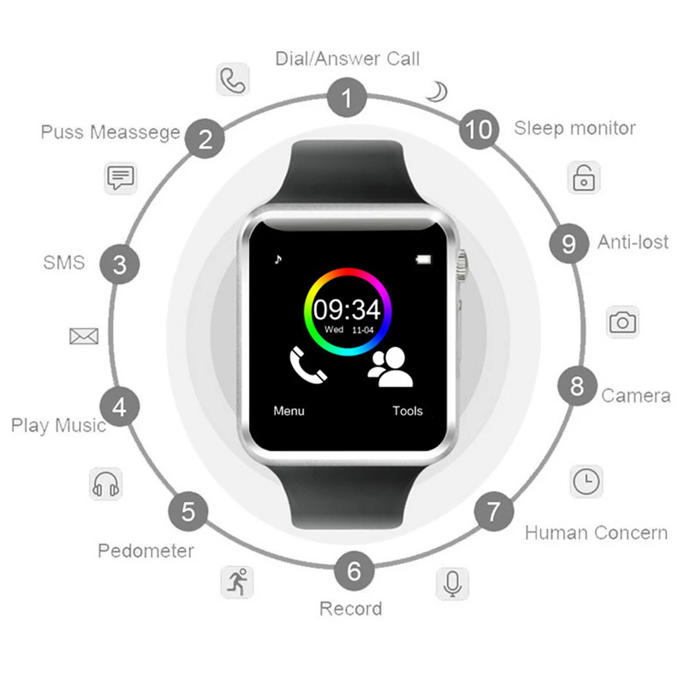 Умные часы LISM A1 с камерой пассометра sim картой Smartwatch для XM hua we HTC Android Phone лучше чем