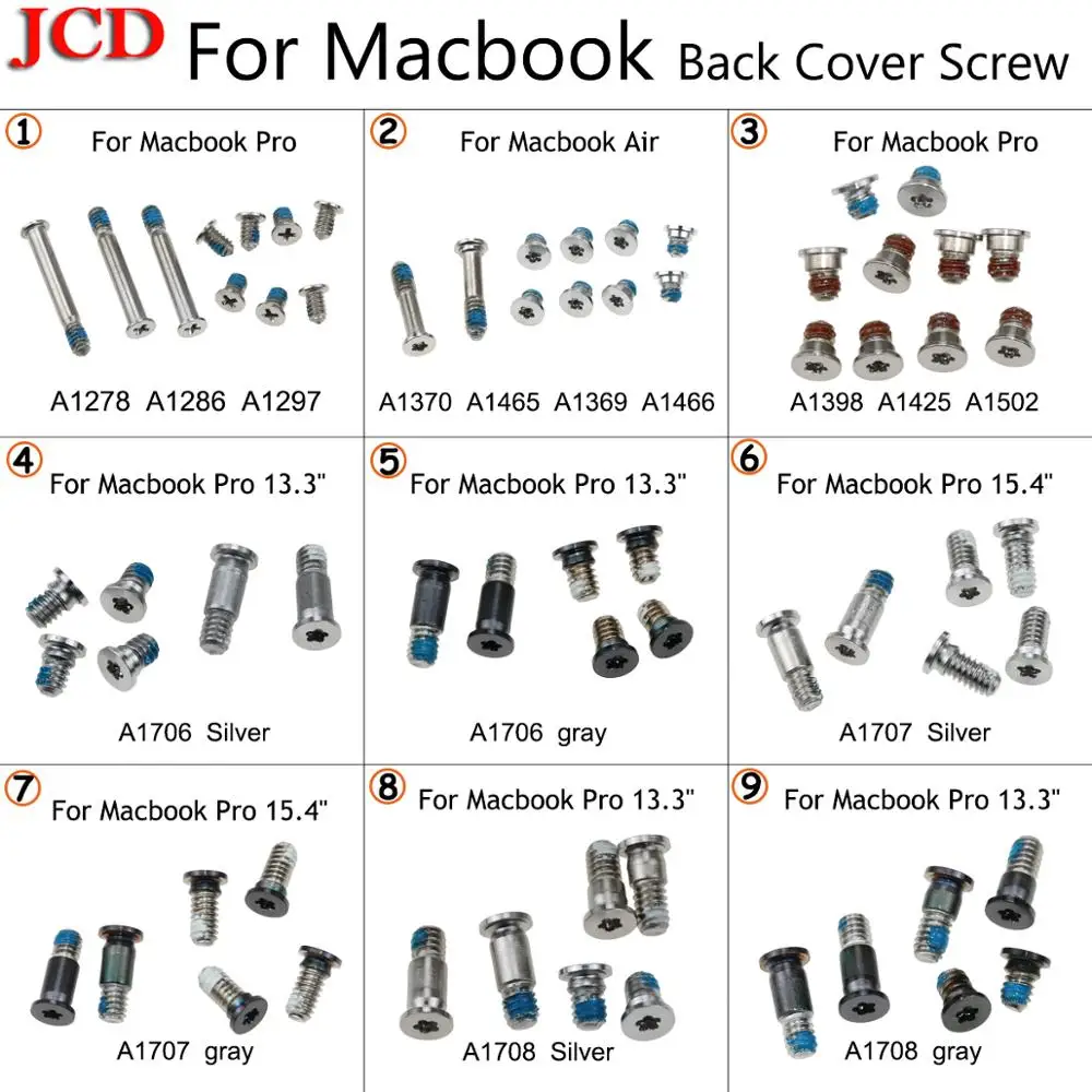 Винт нижнего корпуса ноутбука JCD для Macbook Pro Retina A1278 A1286 A1297 A1398 A1425 A1502 MC975 MC976 MD212
