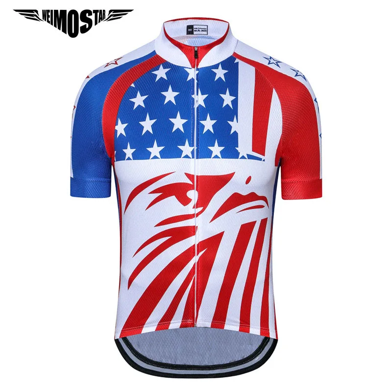 

Weimostar 100% Polyester Cycling Jersey Shirt Men USA Team Cycling Clothing Summer Downhill Bike Jersey MTB Bicycle Jersey Tops