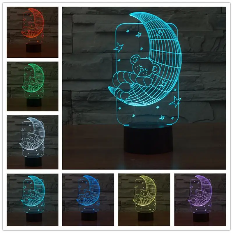 3D lampLed ночник 7 цветов Лампа в форме дельфина настольная новинка продукты рождественские огни с сенсорной кнопкой дети ночник - Цвет абажура: d