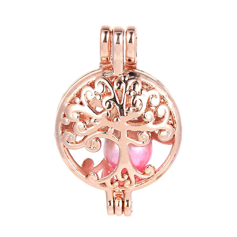 Rose Gold Tree Золото Серебро Розовое Золото Дерево жизни Единорог яблоко Устрица жемчужная клетка кулон эфирное масло диффузор ожерелье DIY - Окраска металла: Rose Gold Tree