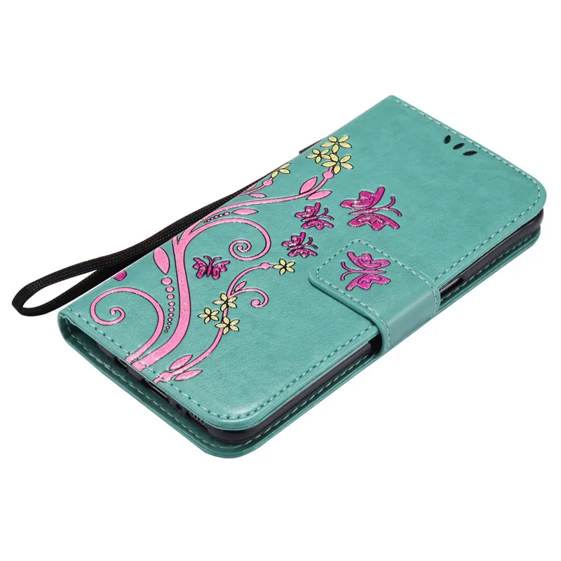 Роскошный кожаный флип чехол с объемным цветком и бабочкой для Samsung Galaxy S3 S4 S5 Mini S6