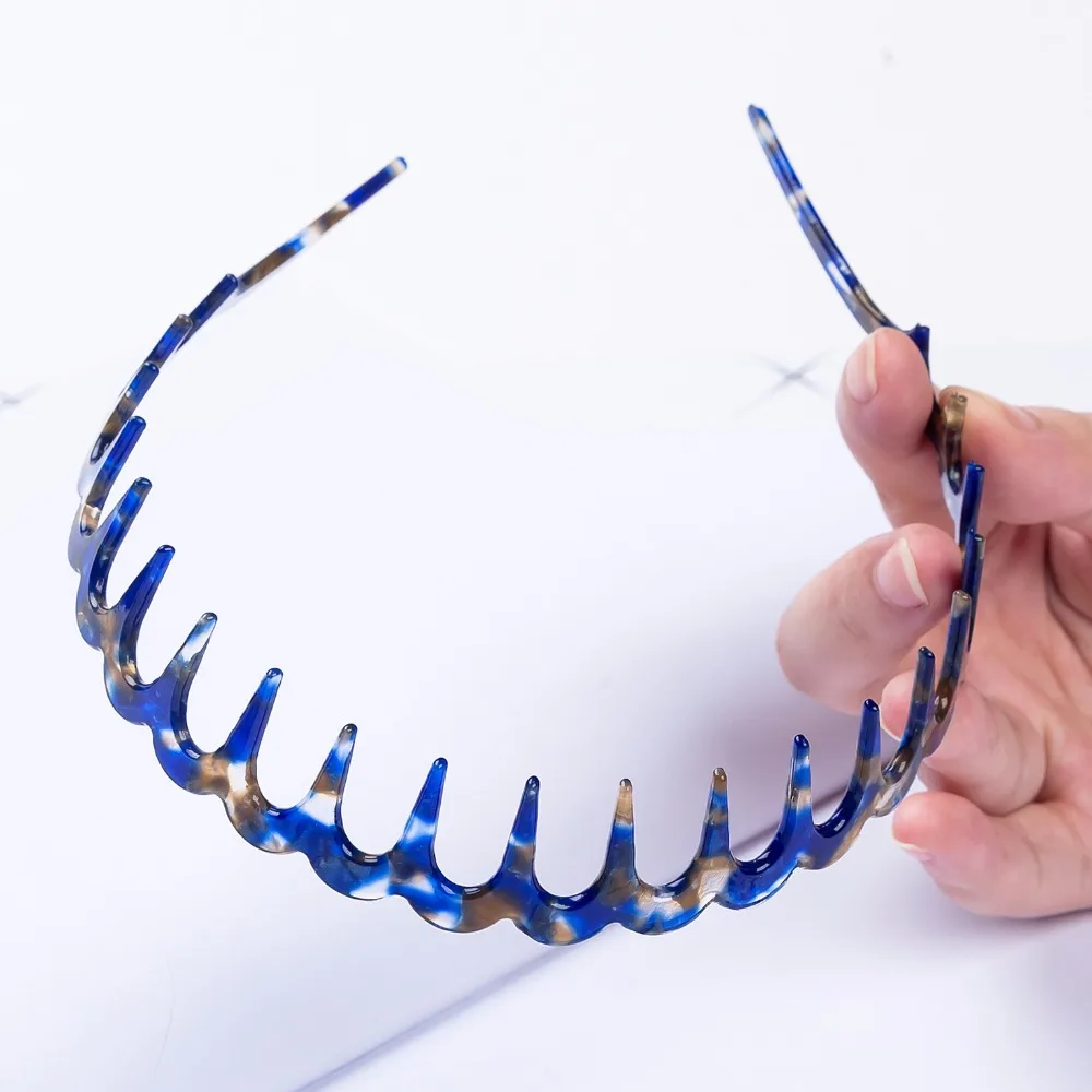 No Slip Teeth Headband Water Proof Hairband Acetate Sapphire blue Hair Accessories for Women |