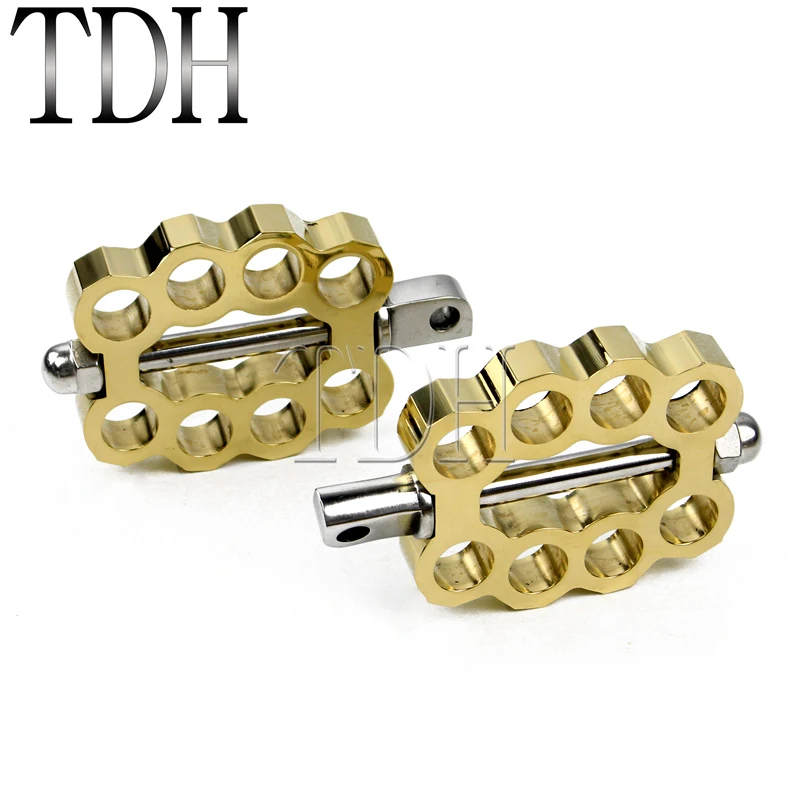 Однотонные латунные двойные подножки для Harley XL Dyna Sportster Softail Cafe Racer Bobber Chopper