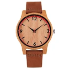 Женские кварцевые деревянные часы с кожаным ремешком, легкие деревянные наручные часы