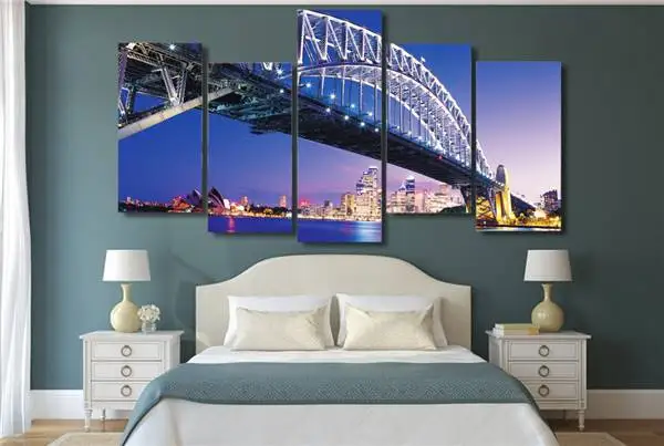 Hd Печать Сиднейский мост ночью Картина на холсте украшение комнаты печать плакат